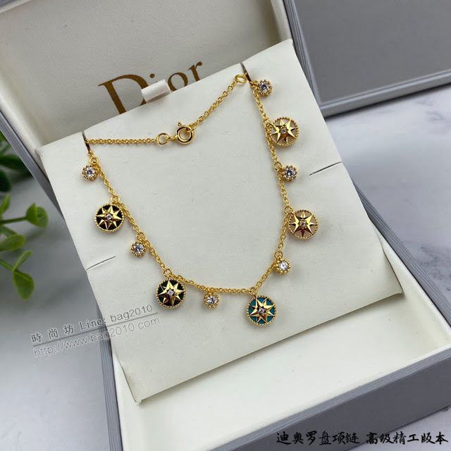 Dior飾品 迪奧經典熱銷款925雜色羅盤項鏈 雙面迪奧Dior八芒星項鏈  zgd1485